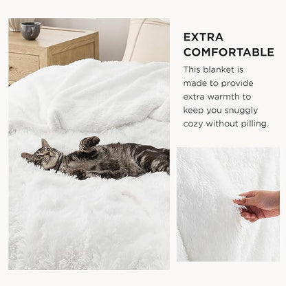 Bedsure GentleSoft Fluffy White Throw Blanket, White Decor Fuzzy Gifts for Women, Soft Cozy Furry Sherpa Fleece Plush Thick Warm Shaggy Faux Fur Throw Blanket for Couch, Bed, Camping, Travel, 50x60