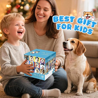 Jumbo Floor Puzzle for Kids,48 Piece Funny Dog Jigsaw Puzzles,Learning Educational Toys for Toddlers Ages 3-5,Puppy Theme Puzzles Children Easter Gift for Boy Girl Ages 4-8