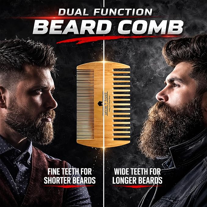 Beard Straightener Grooming Kit for Men, Beard Growth Kit, Wash, Brush & Comb, Unscented Growth Oil, All Natural Sandalwood Balm, Conditioner, Razor & Scissors, Great Gift Idea for Men's (Black)