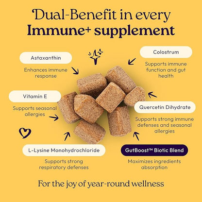 New! WellJoy Cat Supplement Immune+ GutBoost | Cat Health Supplement | with Lysine | Enhances Immune Response | Dual-Benefit Formula | Vet Formulated | Made in USA | Chicken Flavor | 90 Soft Chews