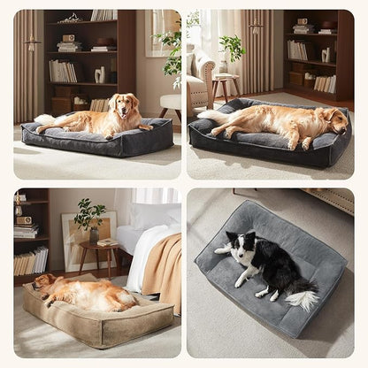 FURTIME Orthopedic Dog Beds Large Sized Dog, Extra Thick Supportive Comfort Pet Sofa, Ergonomic Slant Dog Couch with Removable Washable Cover, Ultra Soft Surface & Non-Slip Bottom, Light Grey, 38"