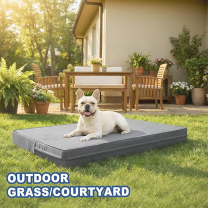 Vonabem Outdoor Waterproof Dog Bed Washable, Small Crate Pad 24 inch, Wipeable Puppy Beds with Removable Cover Reversible, Foam Leather Durable Anti-Slip Kennel Pads 23"x17" Grey
