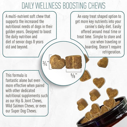 Strawfield Pets Senior Multivitamin + Probiotics for Dogs with Milk Thistle Joint Support Supplement for Dogs Bacon Flavor 120 Soft Chews
