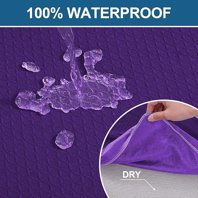 Smiry Waterproof Seat Covers for Dining Room Chairs Set of 6, Stretch Jacquard Removable Washable Chair Seat Slipcovers Protector, No Rear Covers, Violet