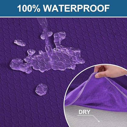 Smiry Waterproof Seat Covers for Dining Room Chairs Set of 6, Stretch Jacquard Removable Washable Chair Seat Slipcovers Protector, No Rear Covers, Violet