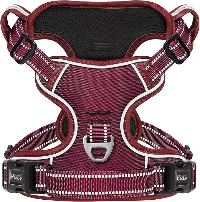 HEELE Dog Harness for Small Dogs No Pull Dog Vest Harness for Small Dog with Soft Padded Handle Reflective for Outdoor Training, Burgundy Red, S