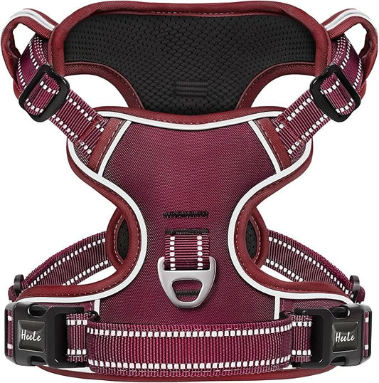 HEELE Dog Harness for Small Dogs No Pull Dog Vest Harness for Small Dog with Soft Padded Handle Reflective for Outdoor Training, Burgundy Red, S