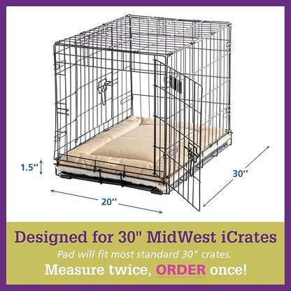 Pet Dreams Dog Crate Pad - Washable Kennel Mat, Crate Pads for Dog Cages, Non-Toxic, Flat Indoor Cat Bed, Fits iCrate 18, 24, 30, 36, 42, 48 Inches (Blue, Medium, 30")