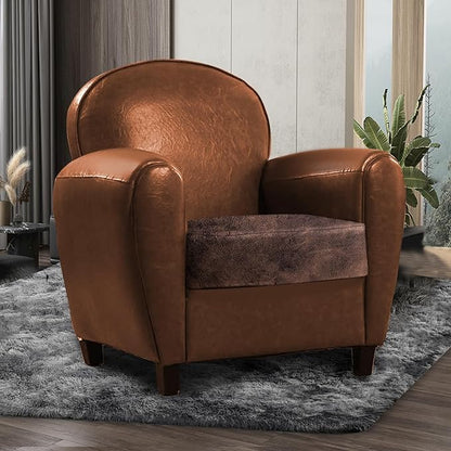 ANARACHON Leather Look Couch Cushion Covers Sofa Seat Slipcovers Sets Couches Furniture Protector for Sectional Armchair Loveseat Pets Kids Stretch Spandex Fabric (1 Cushion Armchair, Brown)