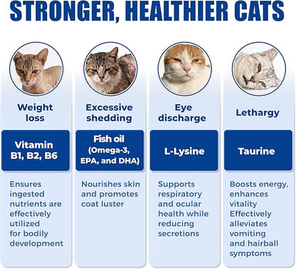Just Try 23 in 1 Taurine for Cats Vitamins Treats with L-Lysine for Immune, Joint Support Skin & Coat & Heart Health - Multivitamin, HIV Omega 3, Biotin Supplements for Indoor & Senior Cat - 300 Bites