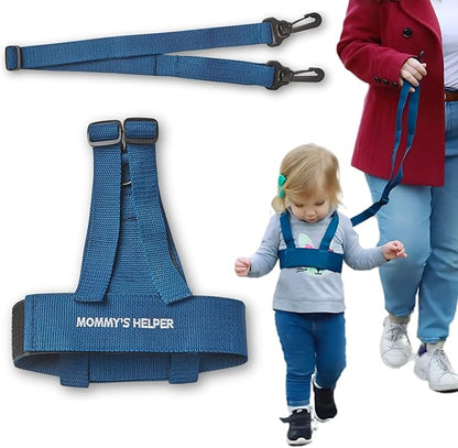 Toddler Leash & Harness for Child Safety - Keep Kids & Babies Close - Padded Shoulder Straps for Children's Comfort - Fits Toddlers w/ Chest Size 14-25.5 Inches - Kid Keeper by Mommy's Helper (Blue)