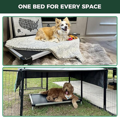 FXW TitanNest Chew-Proof Elevated Dog Bed, Raised Cot for Indoor/Outdoor/Camping Use, Durable & Waterproof Cooling Pet Bed for Extra-Small Dogs, 29.0" L x 18.0" W x 4.5" H, Black
