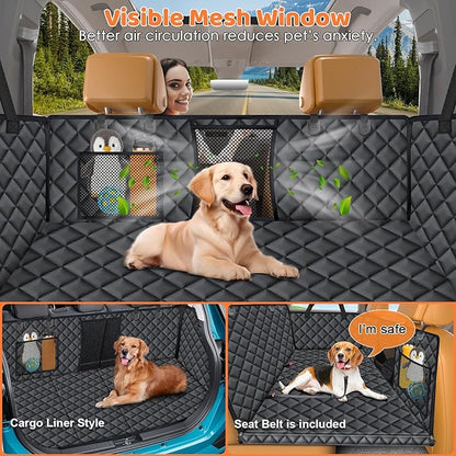 URPOWER XL Dog Backseat Extender for Full-Size Crew Cab Truck, Hard Bottom Dog Car Seat Cover for Back Seat Holds 400lbs, Waterproof Dog Hammock Pet Rear Seat Protector Travel Bed for F150 / Silverado