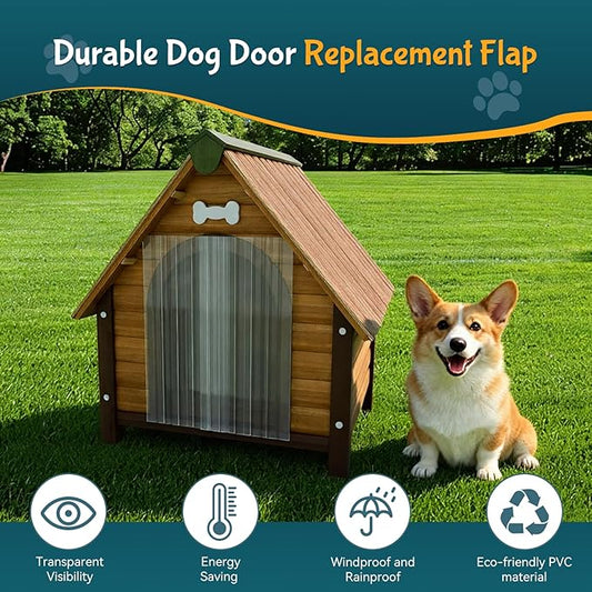 15.7 in x 4.9 FT Dog House Door Flap, Dog Door Replacement Flaps - Transparent Plastic Vinyl Strip for dogloo or kenne, Easy to Cut & Install