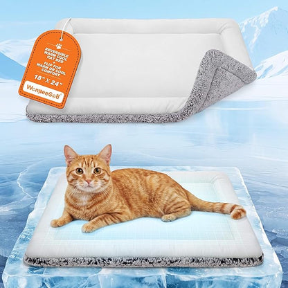 Dog Cooling Mat, Self Warming Cat Bed, Reversible Warm & Cooling Cat Bed, Winter Warm Cat Pad & Summer Cooling Cat Mat for Kittens & Small Dogs, Perfect for Crates, Beds & Sofas, Gray, 18" x 24"
