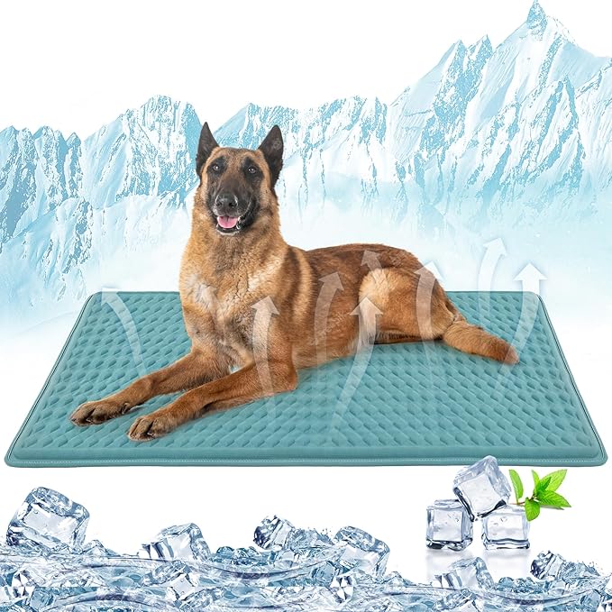 GOLOPET Large Dog Cooling Mat 45x23 in,Ice Breathable Fabric, Solid Silicone Honeycomb Heat Dissipation Structure, Long-Lasting Coolness Cooling Mat for Dogs(Q-Max>0.5) Washable& Non-Toxic