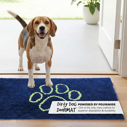 Dog Gone Smart Dirty Dog Doormat - Fast Drying Rug with Super Gripper Backing for Clean Floors - Super Absorbent and Machine Washable Mat for Muddy Paws - Marine