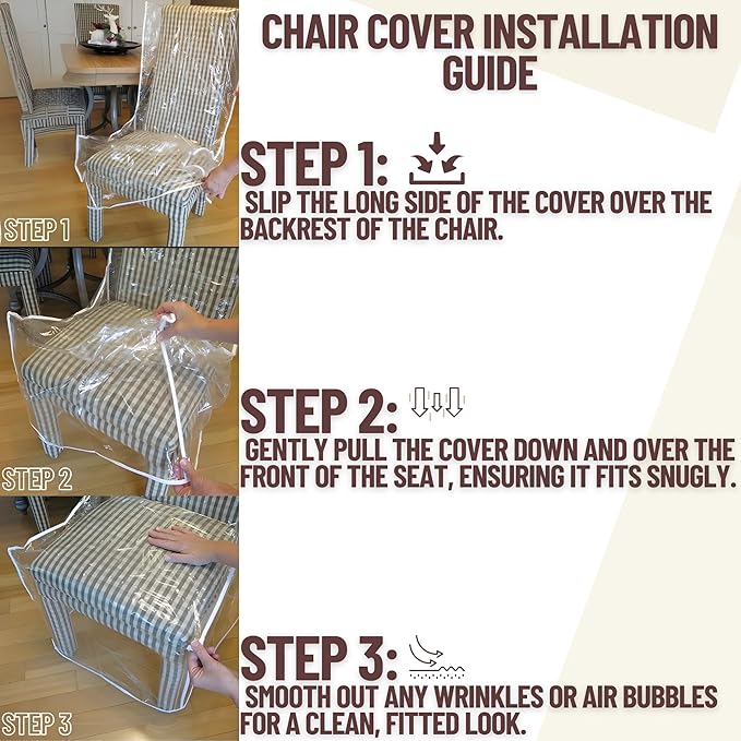 Evelots Dining Room/Kitchen Chair Cover/Protector-4 Pack- Heavy Duty Clear PVC Vinyl-No Dust/Spill/Pet Hair/Pet Claws, Easy Clean Slipcover