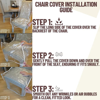 Evelots Dining Room/Kitchen Chair Cover/Protector-4 Pack- Heavy Duty Clear PVC Vinyl-No Dust/Spill/Pet Hair/Pet Claws, Easy Clean Slipcover