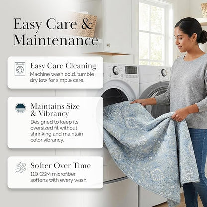 Southshore Fine Living, Inc. Boho Quilt Set, Lightweight Bedspread for Summer, Coverlet King Size, Paisley Bedding Set with Two Matching Pillow Shams, California King Quilts, Blue Paisley Quilt