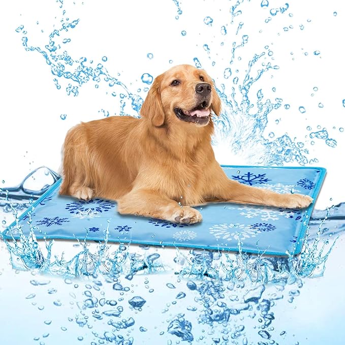 Dog Cooling Mat Water Injection Pet Cool Pads Dogs & Cats Pet Cooling Blanket for Outdoor Car Seats Beds (Azure, 24 * 18IN)