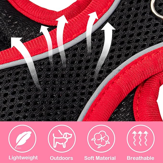 Coppthinktu Dog Harness with Leash Set for Small Sized Dogs Cats, No Pull Dog Harness Soft Mesh Cat Puppy Harness, Adjustable Reflective Step-in Pet Vest Harnesses for Outdoor Walking Training