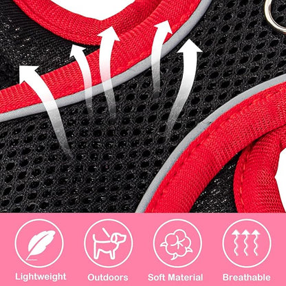 Coppthinktu Dog Harness with Leash Set for Small Sized Dogs Cats, No Pull Dog Harness Soft Mesh Cat Puppy Harness, Adjustable Reflective Step-in Pet Vest Harnesses for Outdoor Walking Training