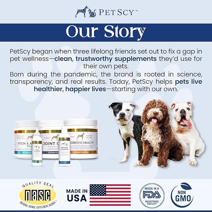 PetScy - Dog Itch Relief with Fatty Acids, EPA, DHA, & Omega, Nutritional Support, Chews for All Ages, Pork Flavor, 30 Chews (Pack of 3)