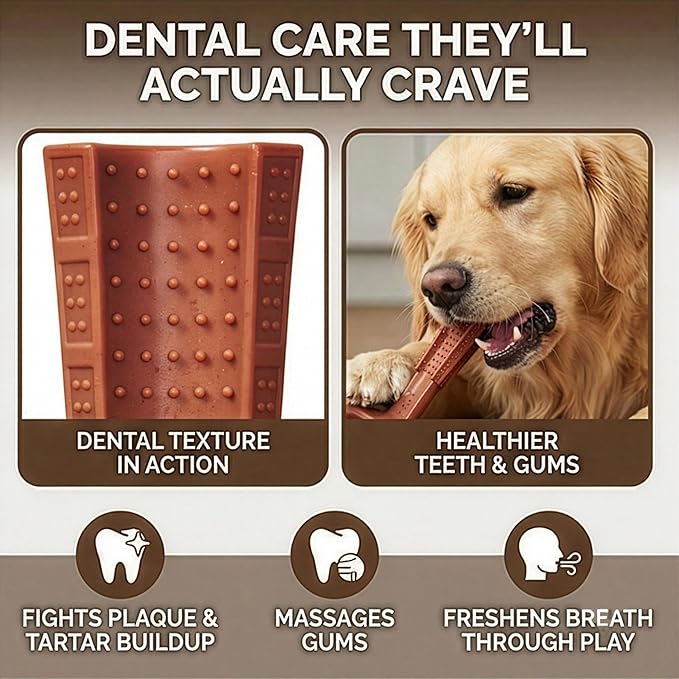 SPOT Bam-Bones Plus Coffee Wood T-Bone Dog Chew Toy, Beef Flavor, Nylon and Coffee Wood Fiber Blend, Durable Chew for Heavy Chewers and Dogs Under 90 lbs, Non-Splintering Dental Chew, 7 Inch