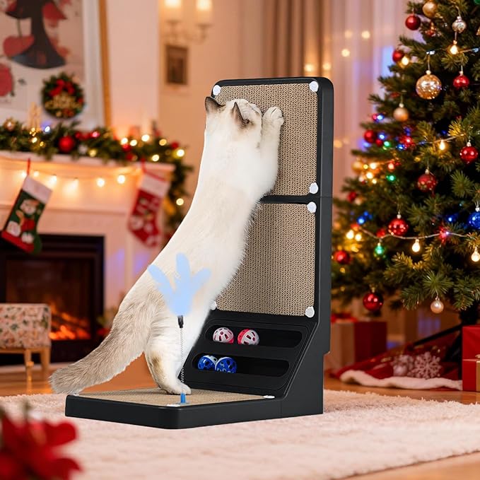 Goosheep Cat Scratching Board Kitten Scratching Ball Wall Scratchers for Indoor Cats L Shaped Cat Scratcher Cats with Scratcher Pads Black