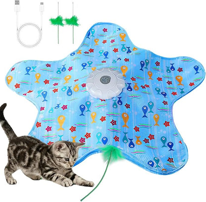 Cat Toy, Interactive Cat Toy, Cat Toys Interactive, Rechargeable Hide And Seek Automatic Kitten Toy With 2 Replaceable Wands, 3 Modes, 10-Min Auto-Sleep & Realistic Mouse Sounds For Indoor Cats