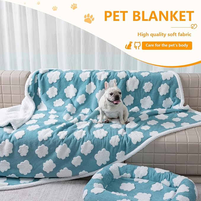 Waterproof Pet Blanket,Dog Bed Covers Couch Sofa Stylish Jacquard Pets Throw Blankets for Puppy Cats Washable Reversible Furniture Protection Covers (Blue Cloud,XL)