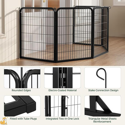 Topeakmart Dog Playpen Outdoor Puppy Exercise Pen Indoor Portable Pet Fence for Yard/RV Camping, 32 Inch 6 Panels