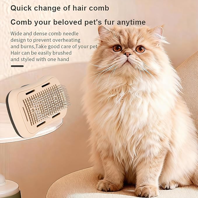 Pet hair blowing comb-Skin Friendly Grooming Tool for Dogs, Cats, and Puppies, Deshedding and Hair Removal for Long and Short Haired Pets (Beige+Dark Grey)