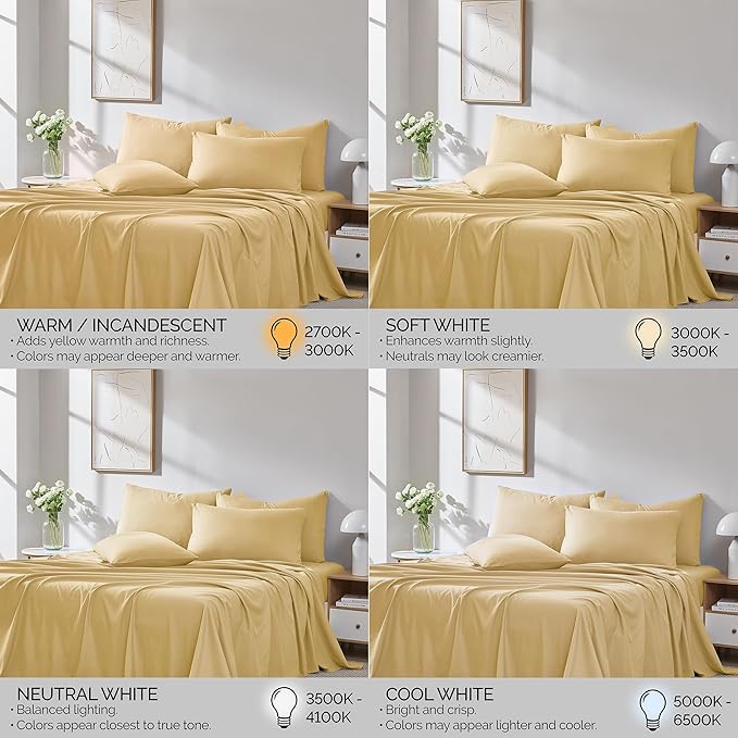 Southshore Fine Living, Inc. 21-Inch Extra Deep Pocket Queen Sheets, 6-Piece, Microfiber Sheet Set Queen Size, Oversized Flat, Deep Pocket Fitted, Muted Gold Pillowcases, Muted Gold Sheets