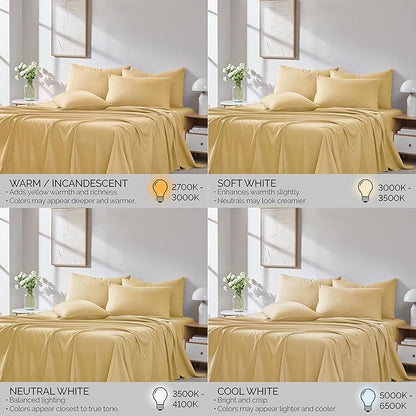 Southshore Fine Living, Inc. 21-Inch Extra Deep Pocket Queen Sheets, 6-Piece, Microfiber Sheet Set Queen Size, Oversized Flat, Deep Pocket Fitted, Muted Gold Pillowcases, Muted Gold Sheets