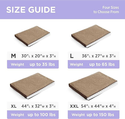 LE SURE Washable Dog Bed Cover Replacement - Large Size Plush Fleece Cover for Orthopedic Egg Crate Foam Pet Mat 36x27x3 Inches, Brown