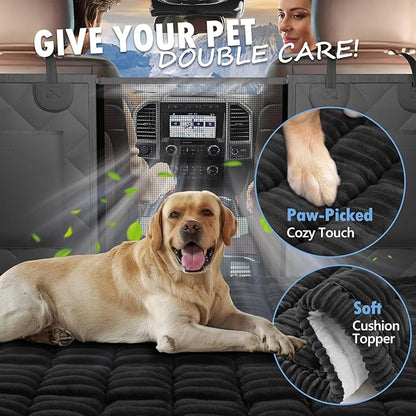 Dog Bed for Truck Back Seat Non-Slip, Truck Dog Bed Soft and Comfortable, Back Seat Pet Bed Mat for Travel, Pet Car Blanket for Backseat Extender and Seat Covers Black 59”X27.5”
