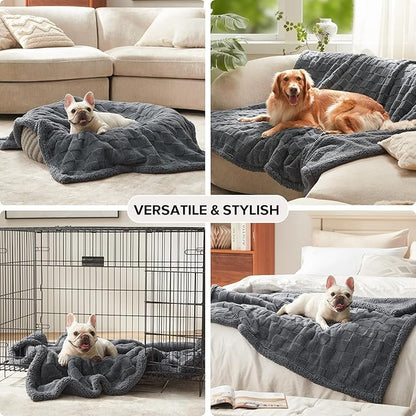 GASUR Waterproof Dog Blankets for Medium Small Dogs, Dog Blanket for Couch Bed, Fleece Pet Blanket for Furniture Sofa Protector, Soft Pet Throw Blankets for Crate Car Outdoor, Washable, 30"x40",Grey