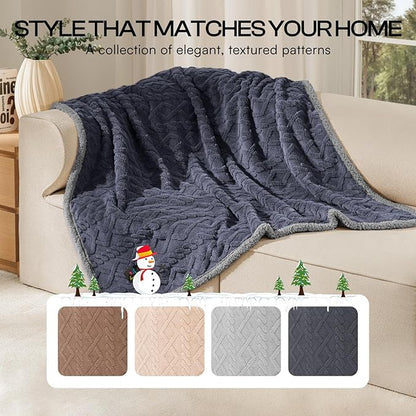 Luciphia Waterproof Pet Blanket, Liquid Pee Proof Dog Blankets for Sofa Bed Couch, Reversible Sherpa Fleece Furniture Protector Cover for Small Medium Large Dogs Cats,Dark Grey Medium（57" x 40"）