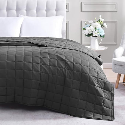Casa Platino Quilted Blanket Full Size - Pre Washed - Soft & Lightweight- All Season - Premium Microfiber Down Alternative Bed Blankets - Charcoal