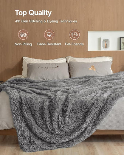 Pawque Faux Fur Throw Blankets for Couch, Sherpa Fleece Warm Super Soft Fuzzy Fluffy Blanket, 50x60 inches Thick Shag Lightweight Cozy Gift for Women Men Bedroom Sofa, Grey