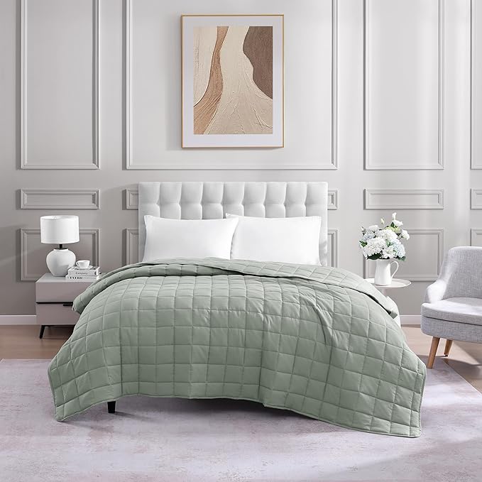 Casa Platino Quilted Blanket Full Size - Pre Washed - Soft & Lightweight- All Season Full Blanket - Premium Microfiber Down Alternative Bed Blankets - Mineral