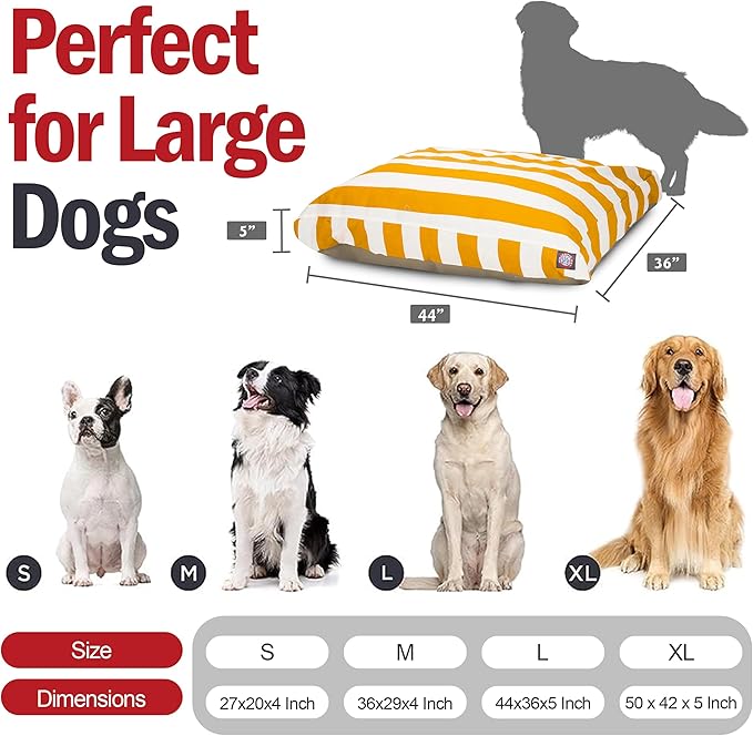 Majestic Pet Rectangle Large Dog Bed Washable – Non Slip Comfy Pet Bed – Dog Crate Bed with Removable Washable Cover – Dog Kennel Bed for Sleeping - Dog Bed Large Breed 44x36x5 Inch – Yellow