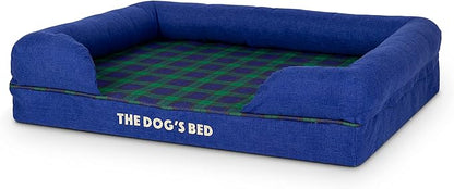 The Dog’s Bed Orthopedic Memory Foam Dog Bed with Bolsters for Medium Dogs, High Density Support Mattress, Low Front Entry, Removable Washable Cover, Oxford Fabric, Black Watch Tartan, Medium