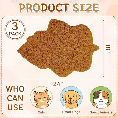3 Pack Self Warming Pet Bed Leaf Shape Self Heating Cat Dog Mat Washable Thermal Sleeping Pad for Indoor Outdoor Hedgehog, Bunny, Sugar Glider, Rat, Chinchilla(Mixed Colors,Medium-18 x24)