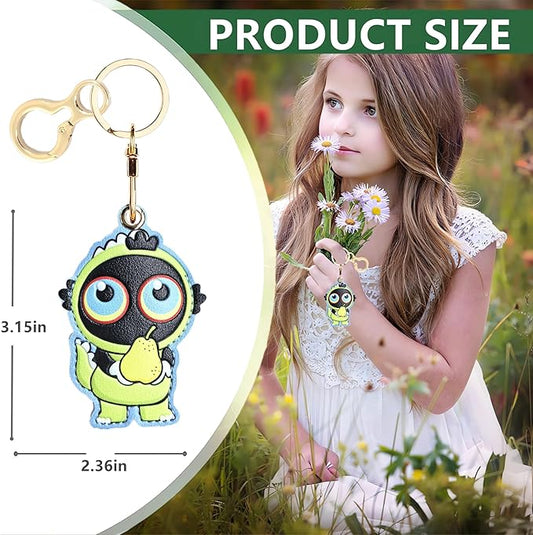 Leather Keychain Holder Case Compatible with AirTag,Cute Protective Cover with Keyring and lanyard,Anti-Scratch Finder GPS Tracker Case for Wallet Keys,bag,pets,Backpack(O)
