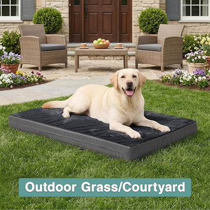 Waterproof XL Dog Beds Large Sized Dog, Outdoor Orthopedic Washable Crate Pad 42 inch, Extra Large Foam Pet Bed with Removable Cover Reversible, XLarge Anti-Slip Kennel Pad, 41"x27", Dark Gray