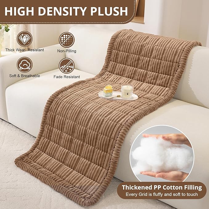 OstepDecor Washable Couch Cover for Dogs, Thick Pet Friendly Sofa Covers, Soft Couch Protector, Paw Cart Sofa Slipcovers, Cushion Protector for Leather, Sectional, Loveseat (35.4" x 35.4", Brown)