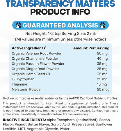 Cat Anxiety Relief 90 Day Supply - Faster Absorption Than Cat Calming Treats - Cat Calming Products for All Ages - Liquid Calming Cat Treats for Sleep Aid - 8 Ingredient Blend + Cat Melatonin